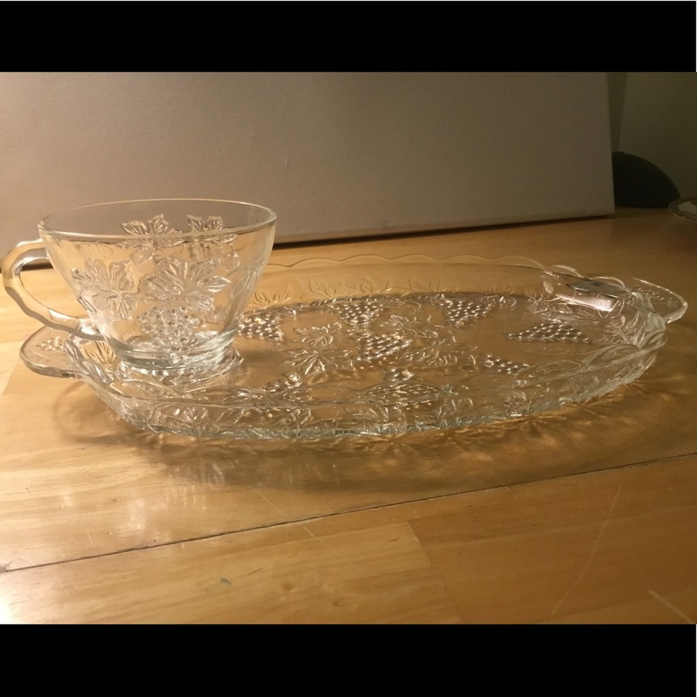 Vintage Anchor Hocking Snack Plate & Punch/Cup Clear